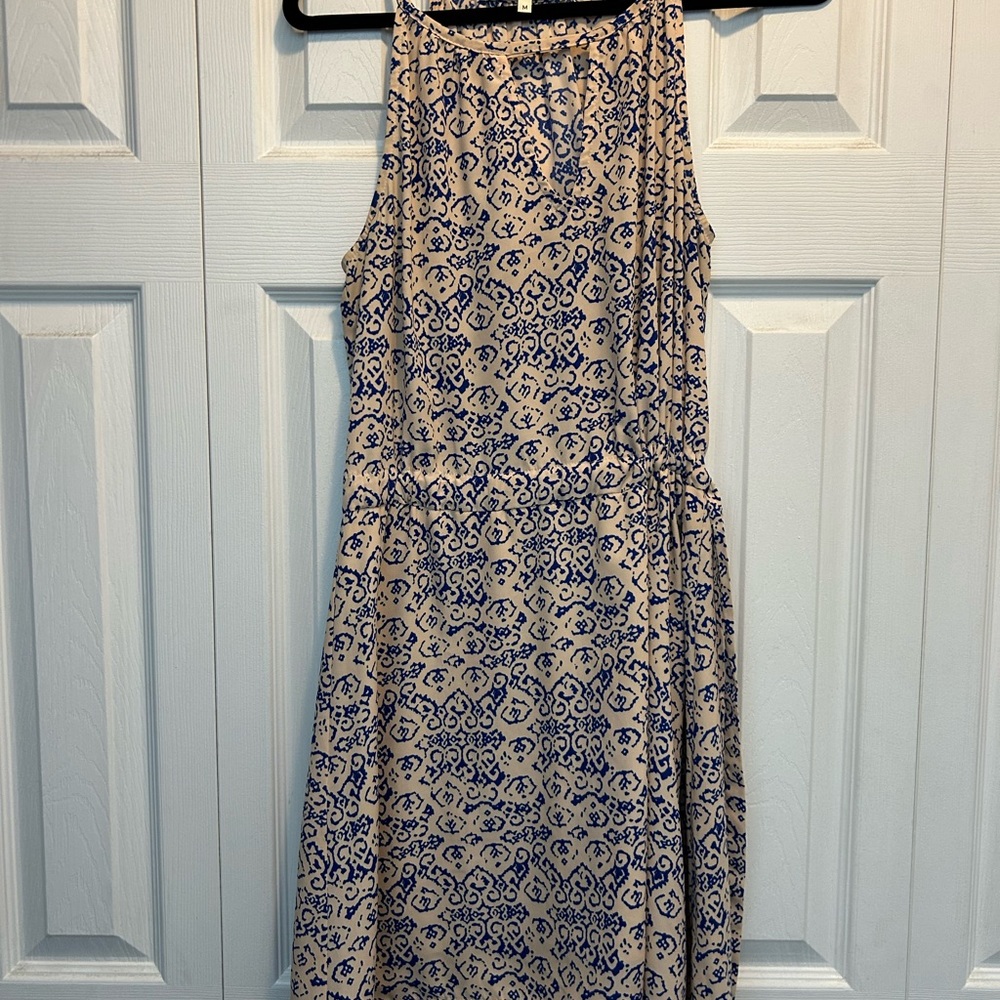Collective Concepts Navy and Beige Midi Dress